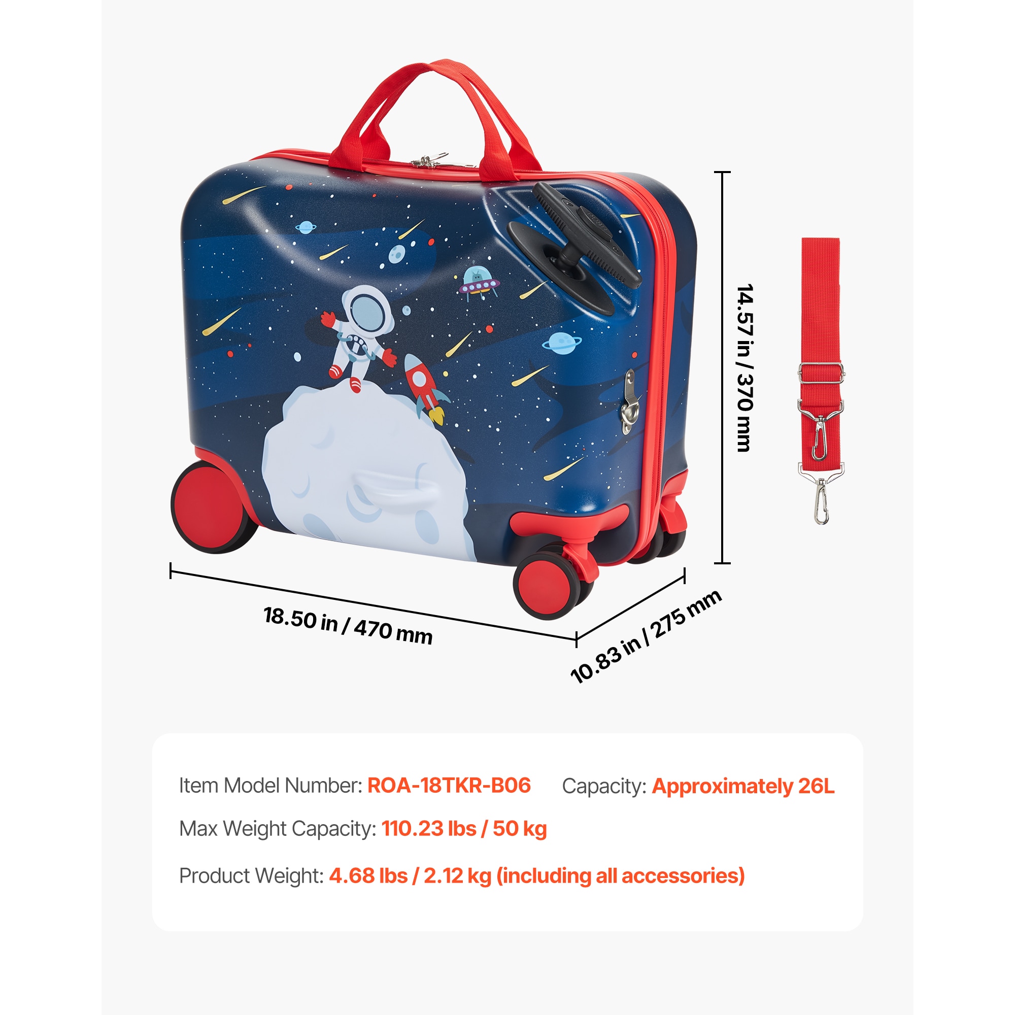 Kids Ride-on Scooter Suitcase Lightweight Rolling Luggage For Travel_voghion.com
